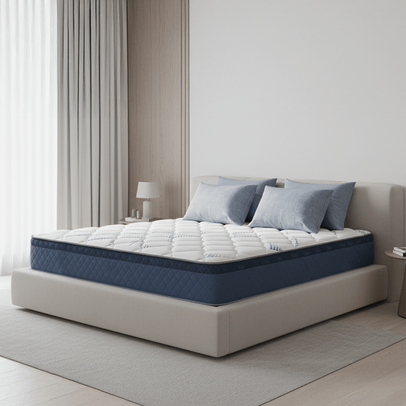 Colchón Belspring 3, King Size 200x200 compuesto por Resortes Templados Electrónicamente con Doble Marco de Acero.Tapizado con Tejido de Punto.