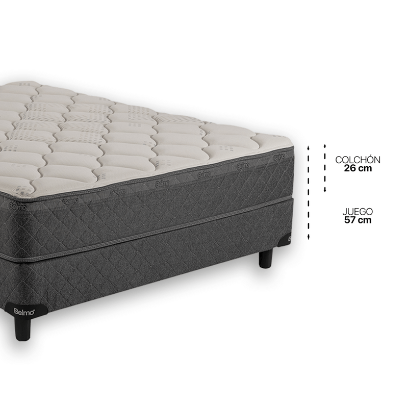 Colchón y Sommier Density 2, 2 Plazas 190x150,  se compone de espuma de poliuretano de Alta densidad, con superficie en Tela de Tejido de Punto.