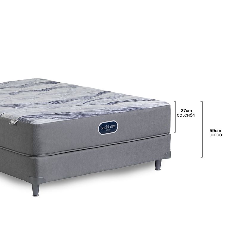 Colchón y Sommier BackCare Foam con espumas de última generación. Combina  Espuma Alta Densidad y Espumas Evolution Gel.