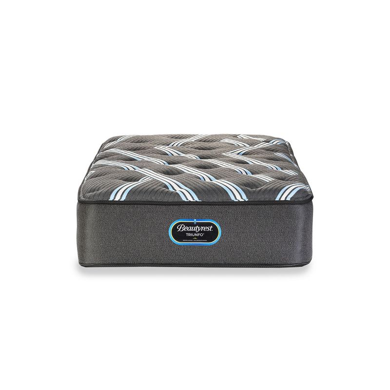 Colchón Beautyrest Triunfo se conforma con espuma de látex con partículas de gel frío más una manta de espuma Extra Firme.