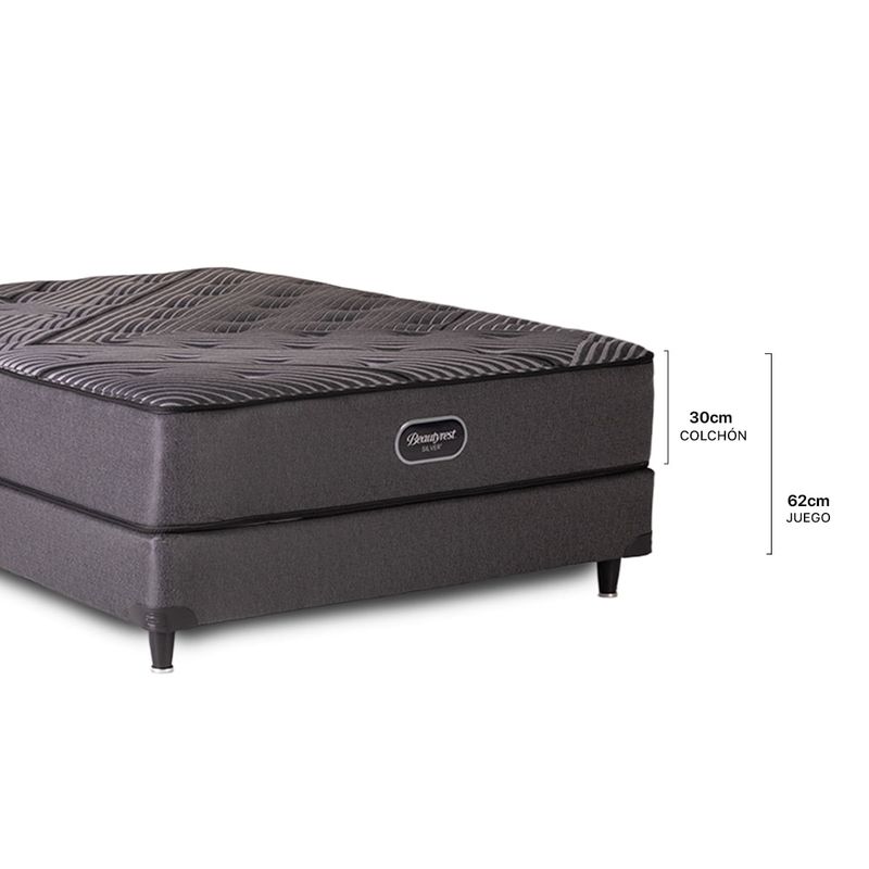 Colchón y Sommier Beautyrest Silver se compone de una base central de resortes enfundados. Espuma de alta densidad.