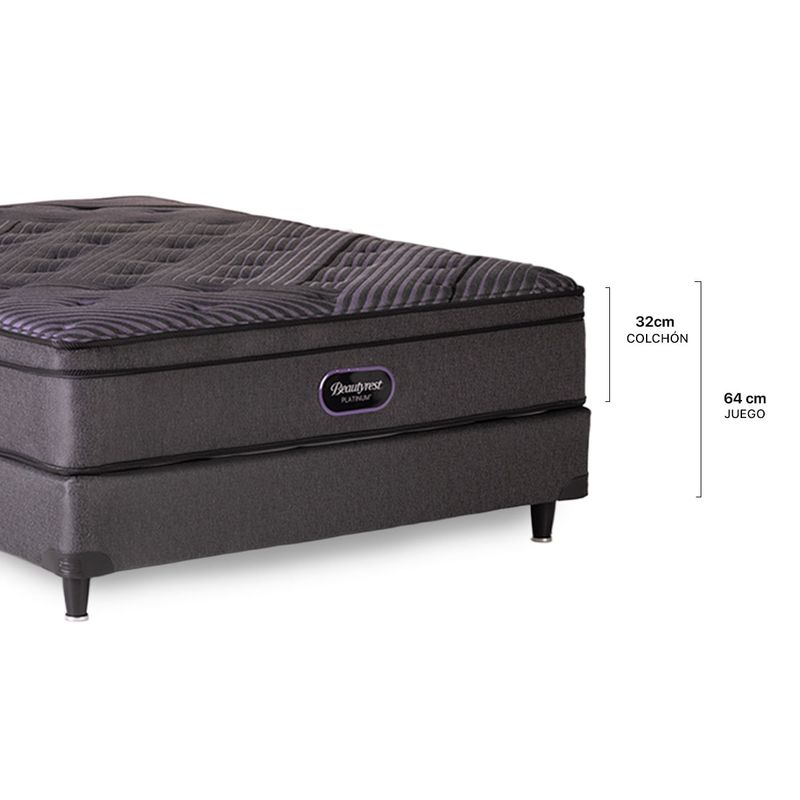 Colchón Beautyrest Platinium posee una base combinada de resortes enfundados Beautyrest Originales, Smart y Plus.