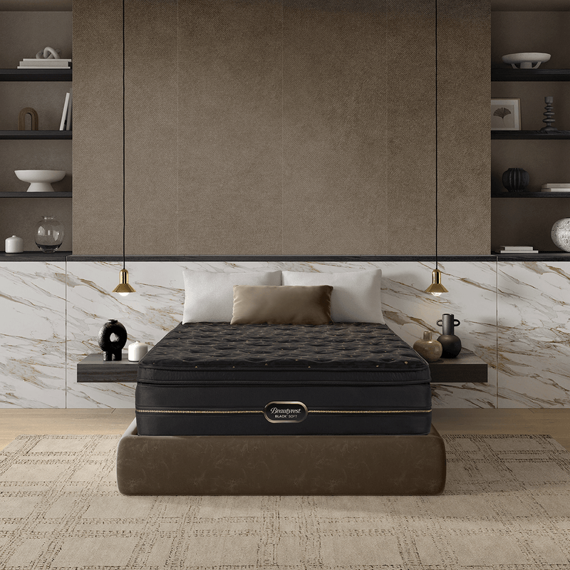Colchón Beautyrest Black Soft compuesto por espumas especiales con Micropartículas de Diamante. Fibras de Cashmere.