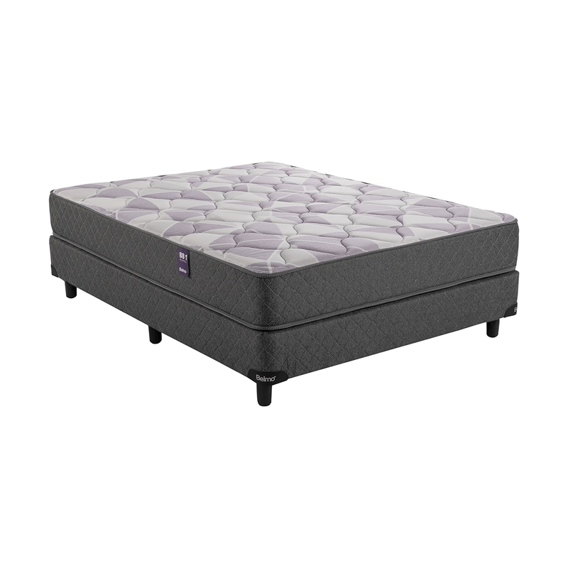 Colchón y Sommier Belspring, 2 Plazas 190x140 compuesto por resortes biconicos con marco de espuma, tapizado de punto. Fácil de transportar. Envío rápido y cuotas sin interés.