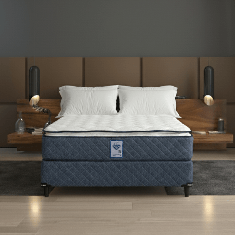 Colchón y Sommier Spring Air Four Seasons Medium, 1 Plaza 200x100, cuenta Tecnología Comfort Flex de resortes enfundados. Con Marco de acero