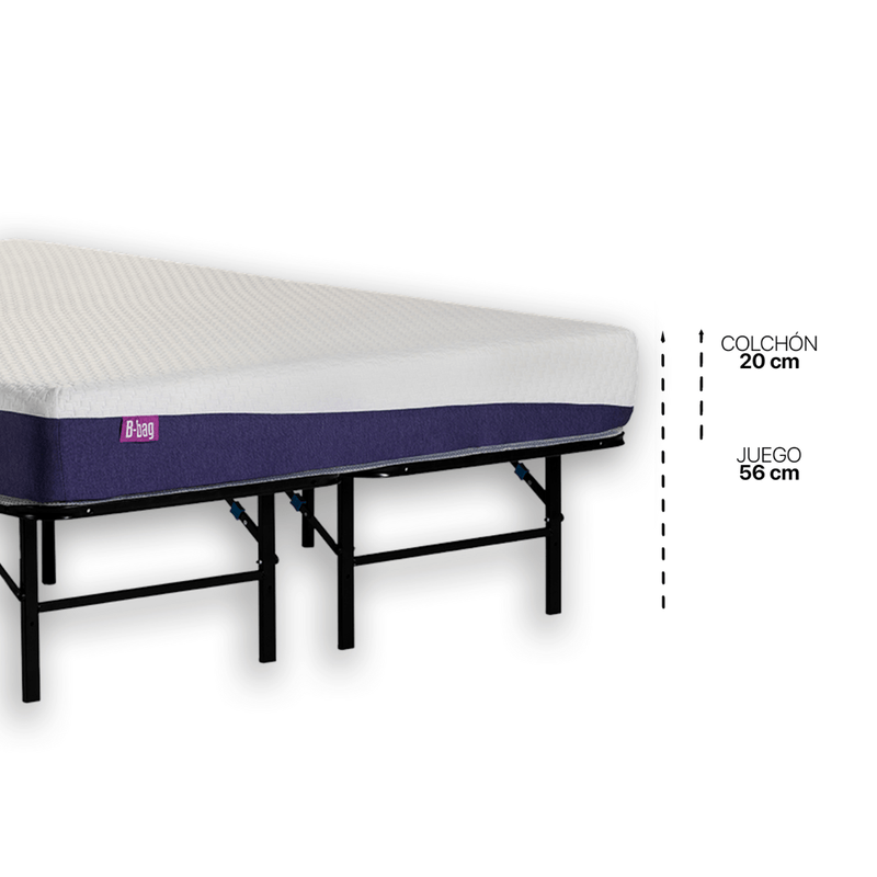 Colchón B-bag Belmo 2 Plazas 190x80 con base sommier plegable